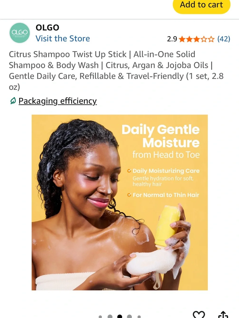 Citrus Shampoo Twist Up Stick - Yellow Solid Shampoo & Body Wash